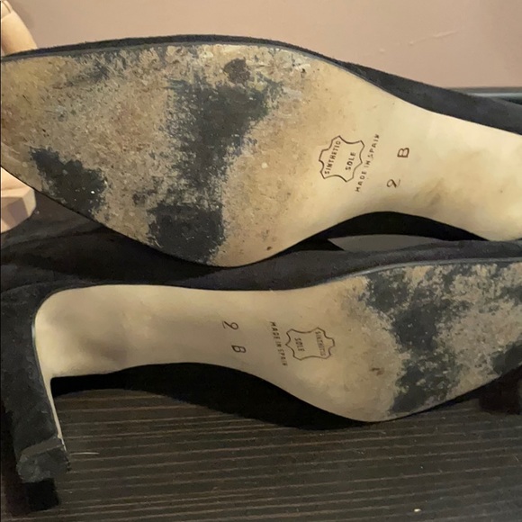 Black high-heeled leather booties - Picture 4 of 6